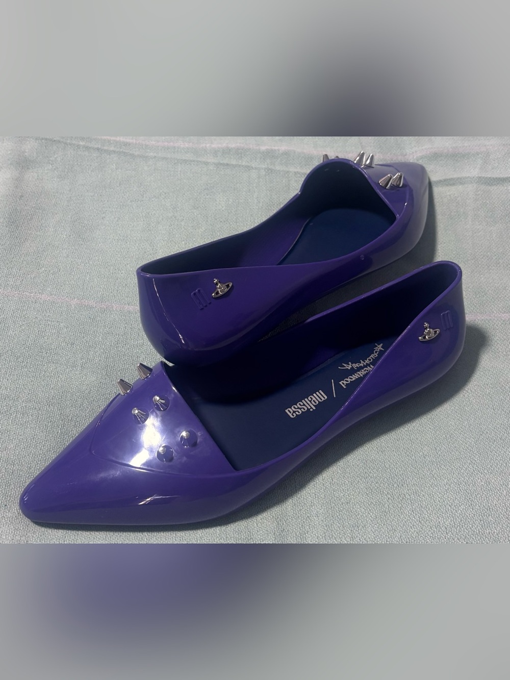 RARE Vivienne Westwood x Melissa Purple Jelly Flats with Silver Spike Studs